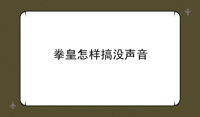 拳皇怎样搞没声音