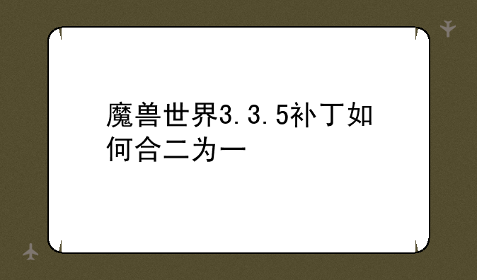 魔兽世界3.3.5补丁如何合二为一