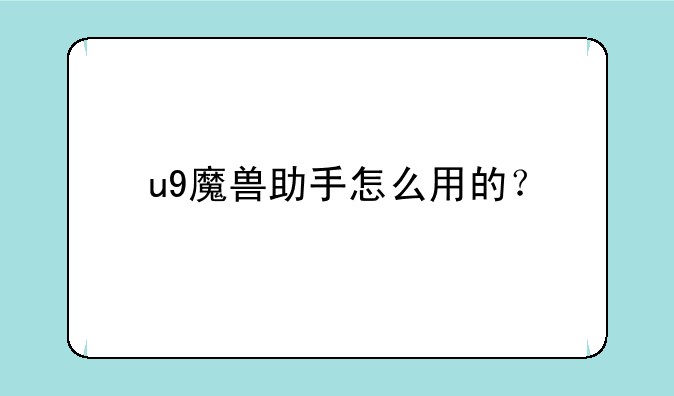 u9魔兽助手怎么用的？
