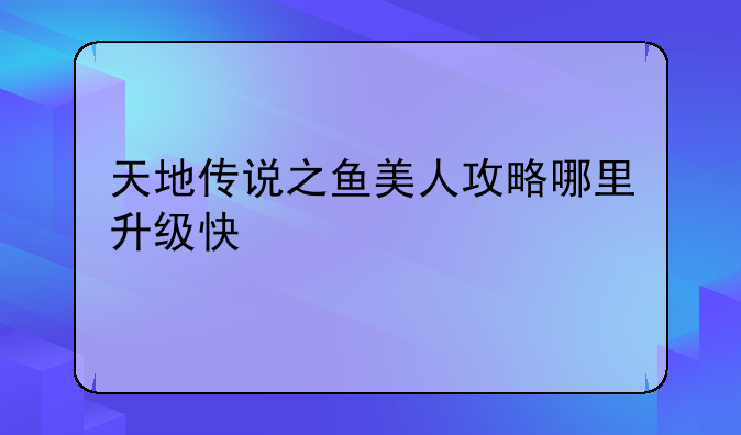 天地传说之鱼美人攻略哪里升级快