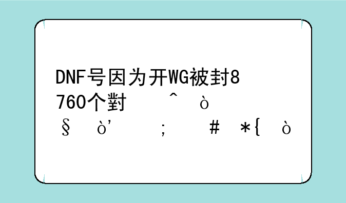 DNF号因为开WG被封8760个小时（365天）怎么办？