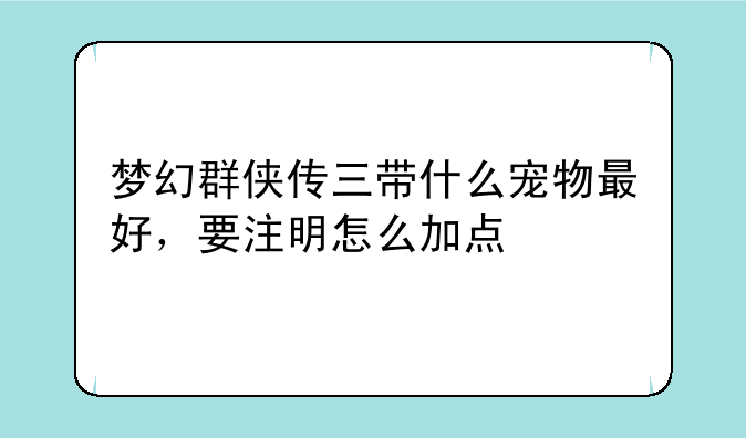 梦幻群侠传三带什么宠物最好，要注明怎么加点