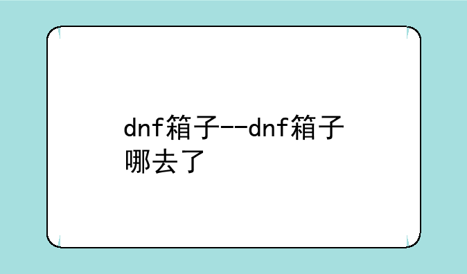 dnf箱子--dnf箱子哪去了