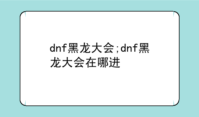 dnf黑龙大会;dnf黑龙大会在哪进