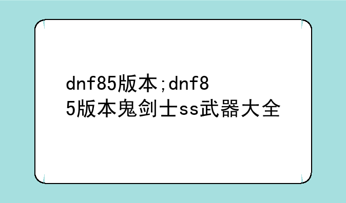 dnf85版本;dnf85版本鬼剑士ss武器大全