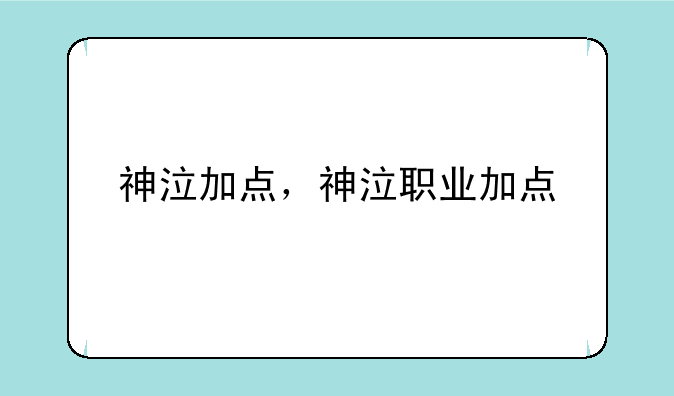神泣加点，神泣职业加点
