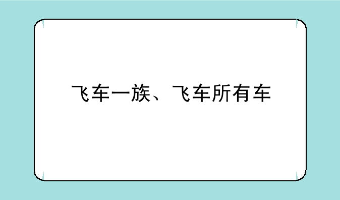 飞车一族、飞车所有车