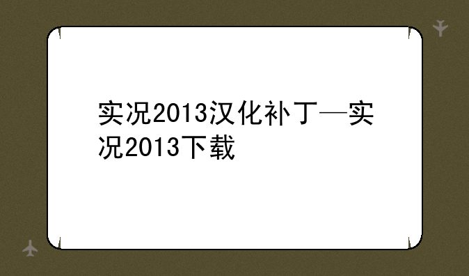 实况2013汉化补丁—实况2013下载