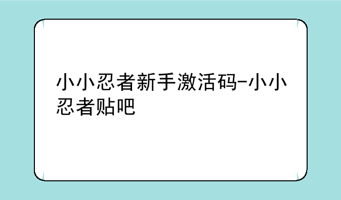 小小忍者新手激活码-小小忍者贴吧