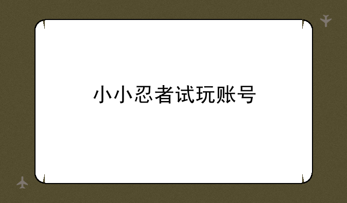小小忍者试玩账号