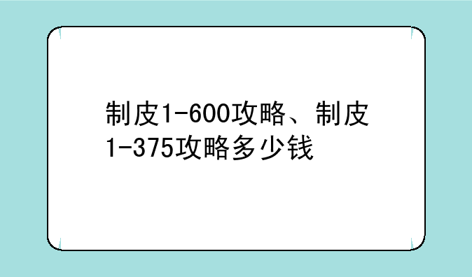 制皮1-600攻略、制皮1-375攻略多少钱